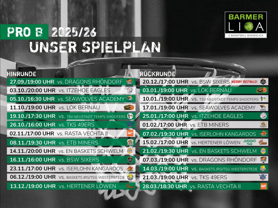 #Unsere ProB Spieltage für die Saison 2025/26